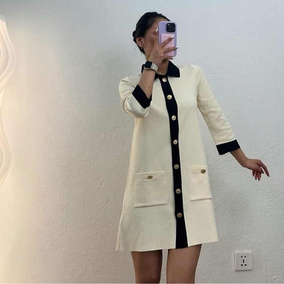 Zara Below The Elbow Sleeve Short Knit Dress Size M - Picture 5 of 11